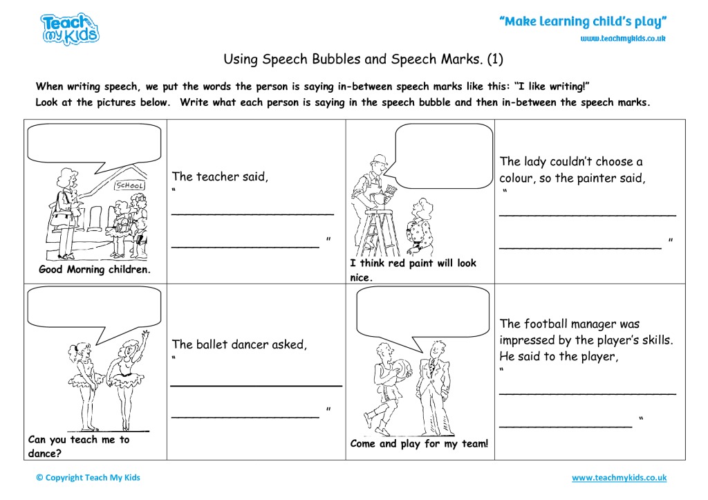 Using Speech Bubbles And Speech Marks 1 TMK Education